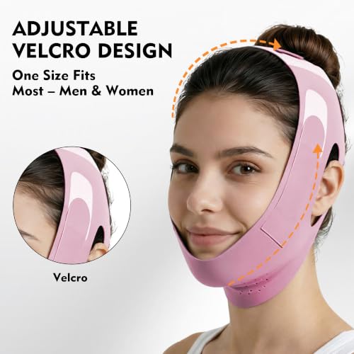 Double Chin Reducer & V Line Jawline Strap for Sleeping, Pink