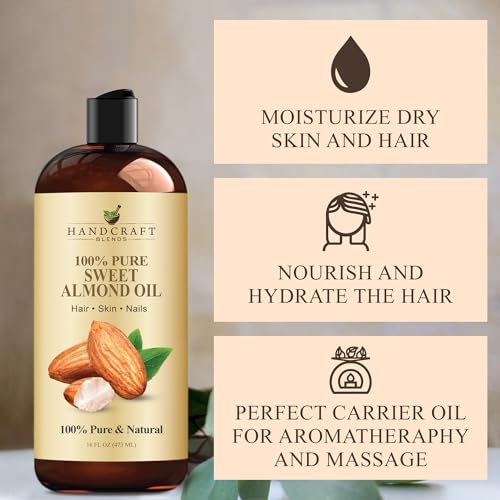 Handcraft Blends Sweet Almond Oil 16 Fl Oz | Pure Carrier Oil