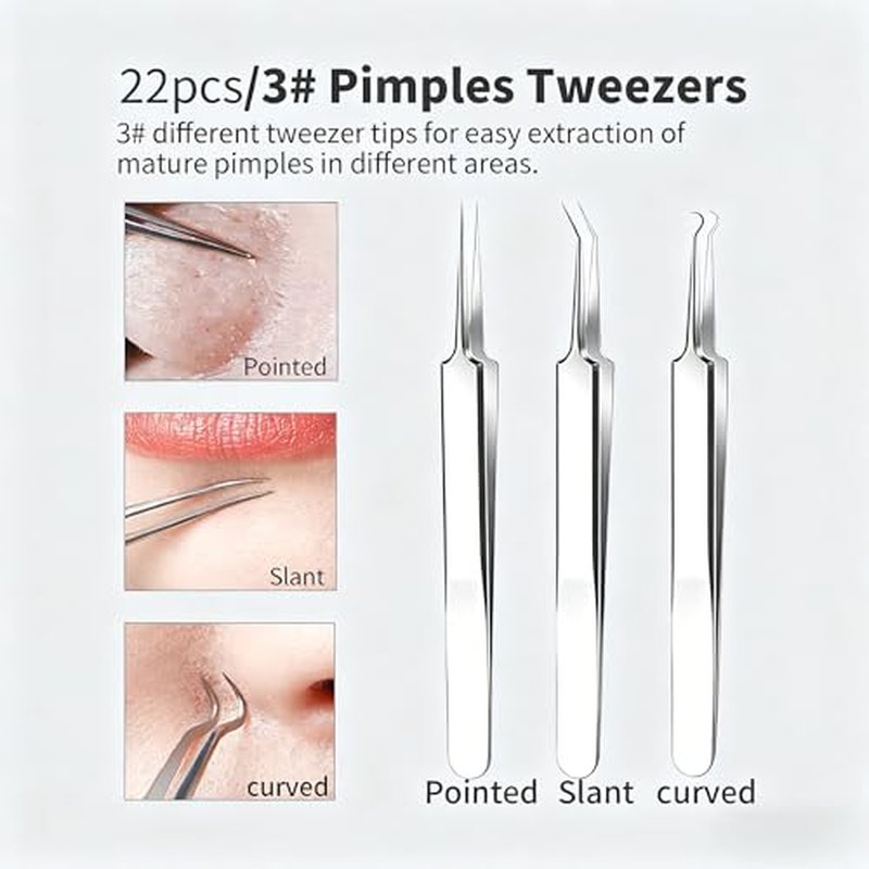 22-Piece Professional Blackhead Remover Kit - YOUYISI Pimple Popper Tools