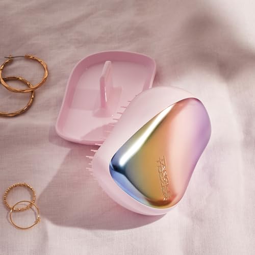 Tangle Teezer | The Compact Styler Detangling Hairbrush | Travel-Friendly with Protective Cover & Two-Tiered Teeth Design | Perfect for Wet, Dry & Flyaway Hair | Pearlescent Matte Chrome