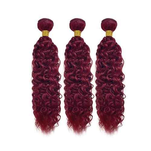 Augfst Brazilian Virgin Human Hair Bundles Burgundy 99J Water Wave Curly Human Hair Bundles 10 12 14 inch Unprocessed Brazilian Wine Red Quick Weave Hair for Black Women