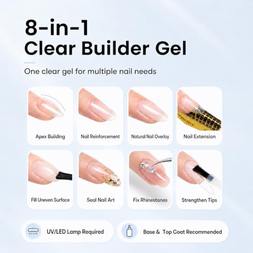 Beetles Clear Builder Nail Gel 0.51oz - Strengthen & Extend Natural Nails, 2-Pack