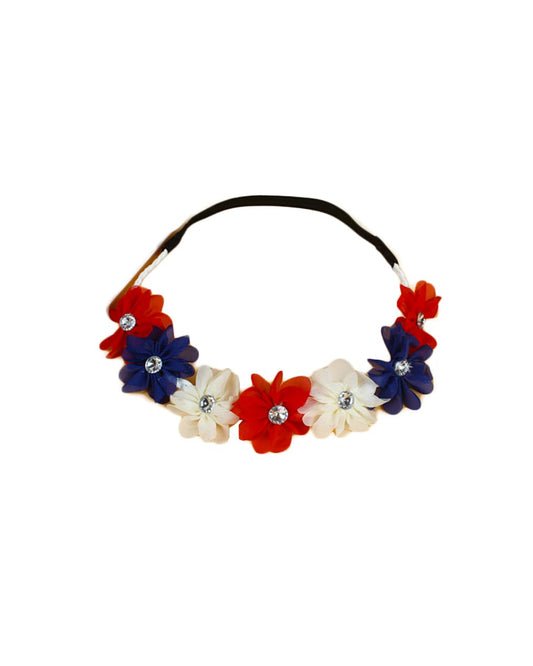 Flower Floral Wreath Headband Flower Crown Garland Halo Hair Band Accessories JW06 (Blue White Red)