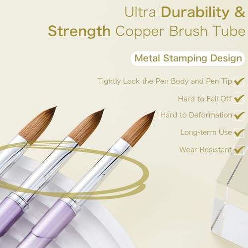 Shine Chance 4Pcs Acrylic Nail Brushes Set - Kolinsky Art & Polish Cleaning Tools, Yellow