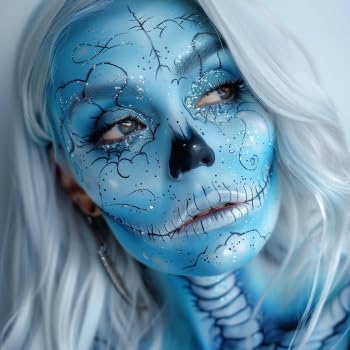 White Black Blue Face Paint Kit with Sponge & Brush
