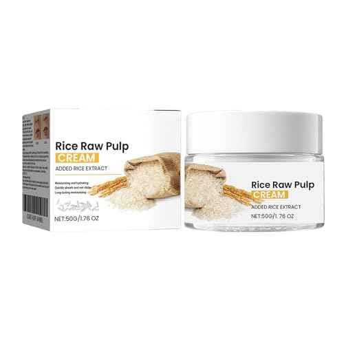 Rice Cream for Face,Rice Raw Pulp Face Cream for Moisturizing Skin,Shrink Pores,Anti Aging Smoth Fine Line,Restore Skin Elasticity