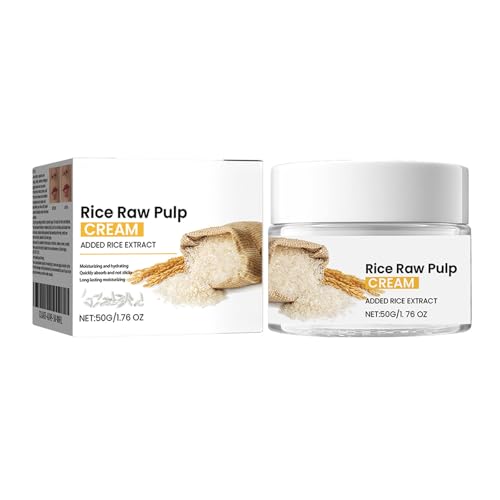 Rice Cream for Face,Rice Raw Pulp Face Cream for Moisturizing Skin,Shrink Pores,Anti Aging Smoth Fine Line,Restore Skin Elasticity