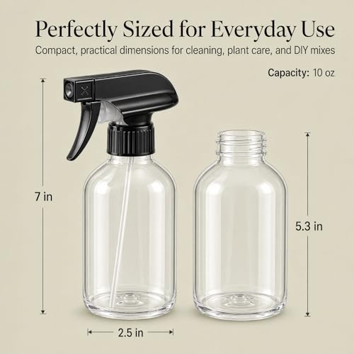 10 oz Plastic Spray Bottles 2-Pack - Leakproof, Adjustable Nozzle for Cleaning, Plants, Pet Care