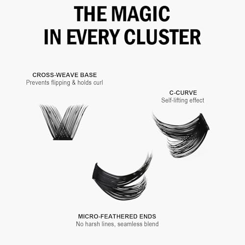 Lash Clusters 8-18mm Wispy Eyelash Clusters 144pcs Cluster Lashes DIY Individual Lashes Clusters with Soft Thin Band for Self Use,Beginner-Friendly(Sylph-773)