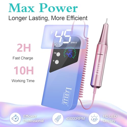 Electric Nail Drill 45000 RPM Professional Cordless Nail File Kit