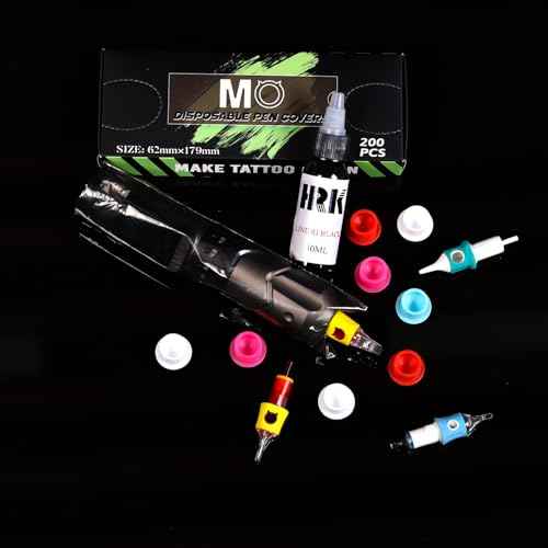 Tattoo Machine Covers 200pcs Tattoo Pen Covers 7 x 2.4inch Disposable Tattoo Pen Machine Bags Professional Tattoo Supplies and Accessories (BLACK)