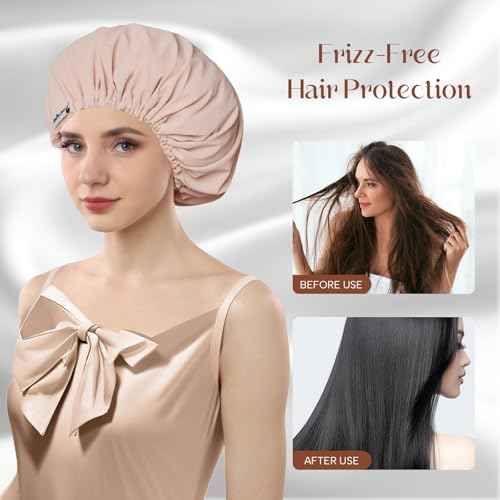 Years calm Shower Cap Reusable Waterproof, Double-Layer Hair Cap for Women, with Elastic Band, Ideal for Shower, Spa, Travel & Cleaning (Light pink, One Size)