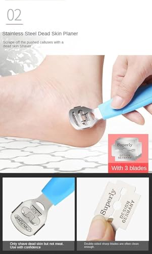 Callus Remover & Foot File Set - Metal Scraper for Dead Skin & Heels, Wet/Dry Black