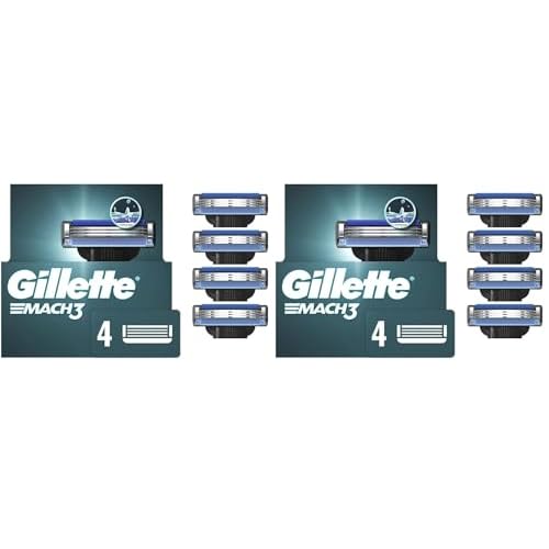 Gillette Mach3 Razor Refills for Men, 4 Razor Blade Refills (Pack of 2)