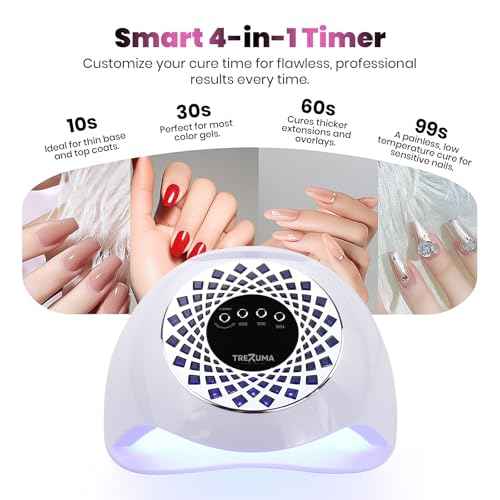 268W UV LED Nail Lamp for Gel Polish, Professional UV Nail Light with 57 Lamp Beads, Fast Nail Dryer with 4 Timer Settings, Automatic Sensor, Small and Portable, UV Nail Lamp for Home and Salon Use