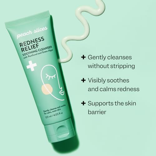 Peach Slices - Redness Relief Soothing Cleanser (4.05 oz) - Gently Cleanse and Soothe - Calm, Even Skin - Panthenol, Green Algae, & Rhodomyrtus - Vegan, Cruelty Free, Korean Skin Care & Beauty