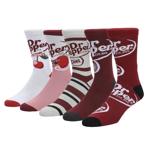 Dr Pepper Variety Logos Men's Crew Socks 5-Pack