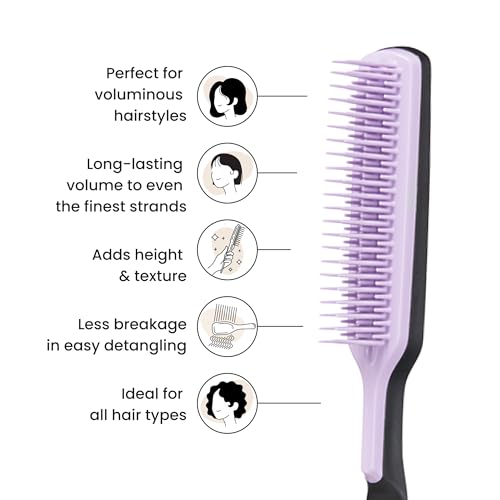 Tangle Teezer The Ultimate Volumizer Comb, Teasing Comb with Two-Tiered Teeth for Volume & Texture, and All Hair Types, Lilac & Black