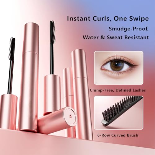 Black Waterproof Mascara with Curved Brush for Lengthening