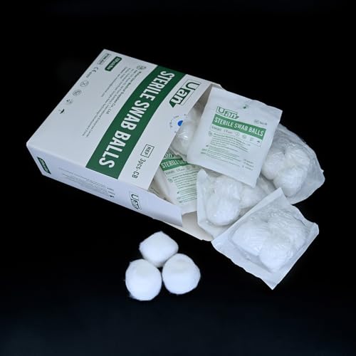 UAN Sterile Medical Cotton Balls - 100% Pure Cotton Wound Care (20 Packs)