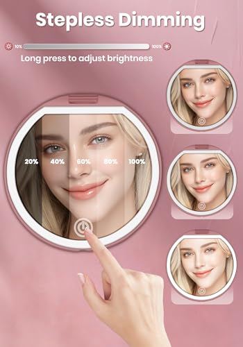 Compact Rechargeable Makeup Mirror with 40X Magnification & LED Light