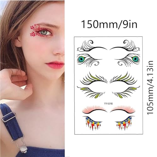 60 Pairs Halloween Christmas Eye Shadow Tattoo Sticker Eyeliner Temporary Tattoos Transfer Eyeshadow Stickers for Women Eye Makeup Decorations