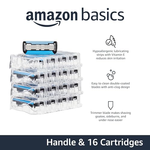 Amazon Basics 5-Blade MotionSphere Men's Razor Handle & 16 Cartridges