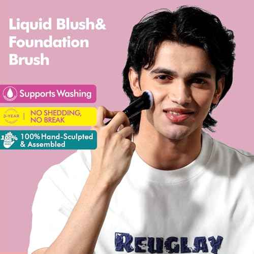 Bueart Design Ultimate Blending makeup Brush with Liquid Blush brush Ideal For Applying & Blending liquid Cream Foundation,Bronzer & Blush mineral powder, Soft, Dense Bristles, Vegan & Cruelty-free,M9