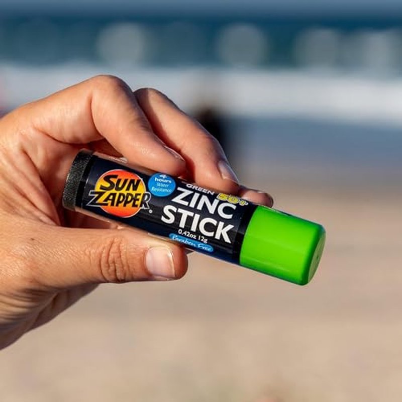 Sun Zapper Zinc Oxide Sunscreen Stick SPF 50+ Green ? Colored Mineral Sunscreen Stick for Face, Water Resistant Sunblock for Kids and Adults, Broad Spectrum, Travel Size 12g (0.42 oz), Australian Made