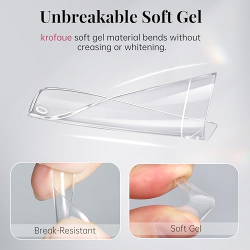 Clear Half Cover Coffin Nail Tips - 600 PCS Acrylic False Nails with Box