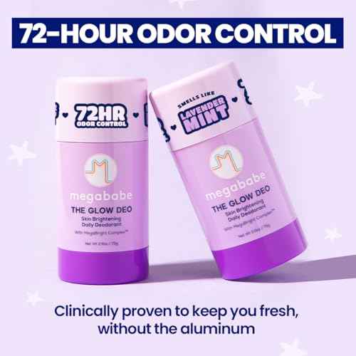 Megababe Daily Deodorant - The Glow Deo with 72 hour Odor Protection | Holiday Gifts for Women, Aluminum-Free, All Natural | MegaBright complex brightens skin, 2.6 oz