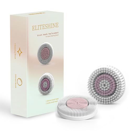 1 White Electric Facial Cleansing Brush Plus with 2 Original Replacement Heads Bundle