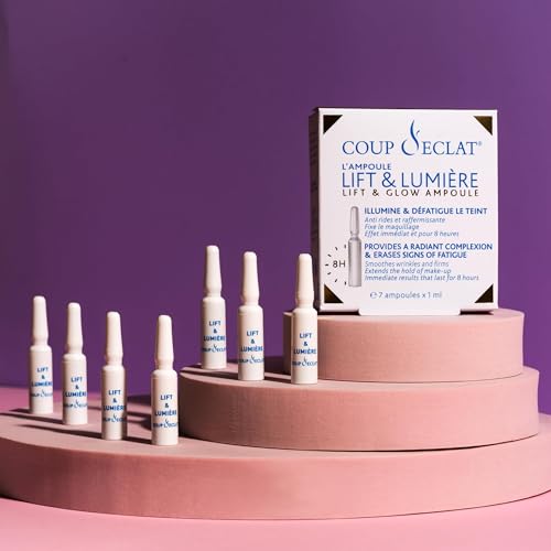 Coup d'Eclat Lift & Glow Ampoules - Illuminating and Firming Treatment with Hyaluronic Acid Serum for Face, Hydrating Face Serum for Dry Skin, Reduces Fatigue & Boosts Radiance, 7 Ampoules