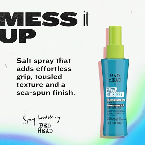 Bed Head by TIGI Salty Not Sorry Texturizing Salt Spray for Natural Undone Hairstyles, 3.38 fl oz