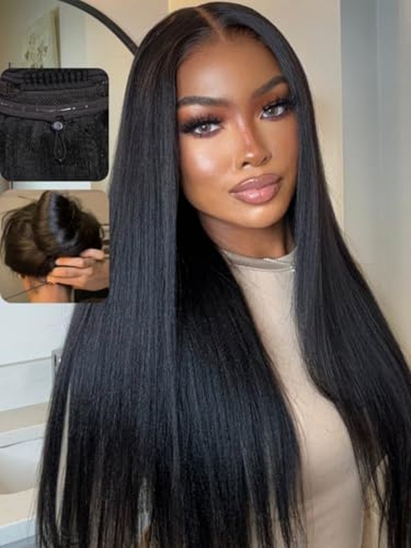UNICE 18" Yaki Straight Glueless Lace Front Wig - 7x5 HD Lace, Pre Plucked