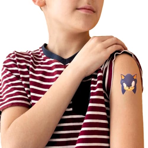 Multicolor Sonic the Hedgehog Tattoos - (24 Count) - Fun & Vibrant Temporary Tattoos, Perfect for Parties and Events