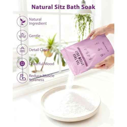 Peri Bottle Sitz Bath Salts Set - New Portable Bidet and Sitz Bath Soak for Postpartum Care, Hemorrhoid Treatment Comfort Relief Faster Recovery