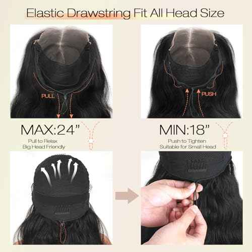 250% Density Glueless Wigs Human Hair Pre Plucked Pre Cut 7x6 HD Lace Closure Wigs Human Hair Body Wave Lace Front Wigs Human Hair for Women Drawstring Glueless Wigs for Beginners 22 Inch