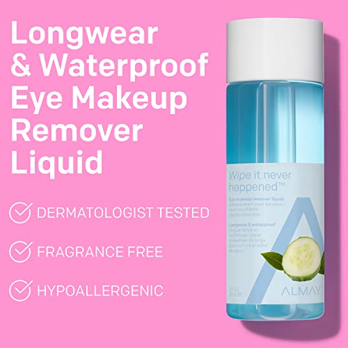 Almay Longwear Waterproof Eye Makeup Remover Liquid 4 fl oz – Gentle, Ophthalmologist Tested
