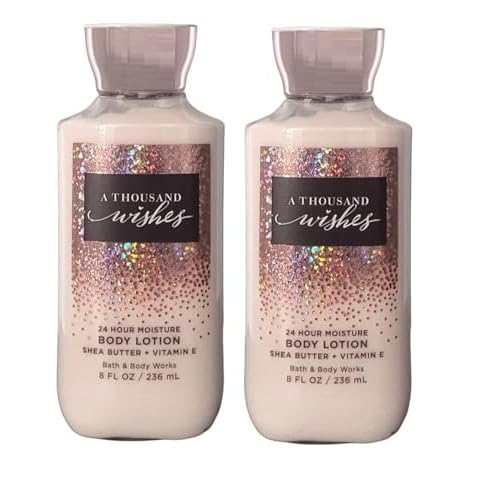 Bath & Body Works A Thousand Wishes Body Lotion, Lightweight Daily Moisturizer with Shea Butter & Coconut Oil, Sparkling Prosecco & Peony Scent, 8 fl oz - 2 Pack
