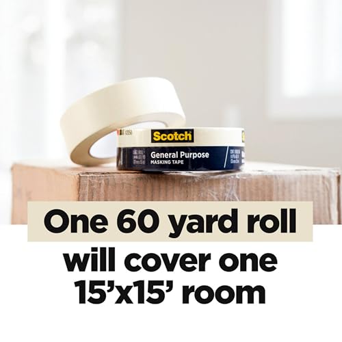 Scotch General Purpose Masking Tape, Tan, Tape for Labeling, Bundling and General Use, Multi-Surface Adhesive Tape, 0.94 Inches x 60 Yards, 1 Roll