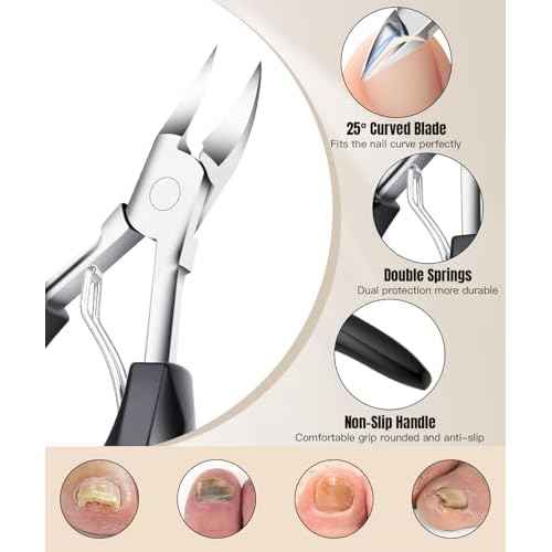 Toenail Clippers for Thick Nails - Ingrown Toenail Removal Kit - 12Pcs Podiatrist Grade Toe Nail Clippers for Seniors Men Women - Professional Home Pedicure Tools for Feet