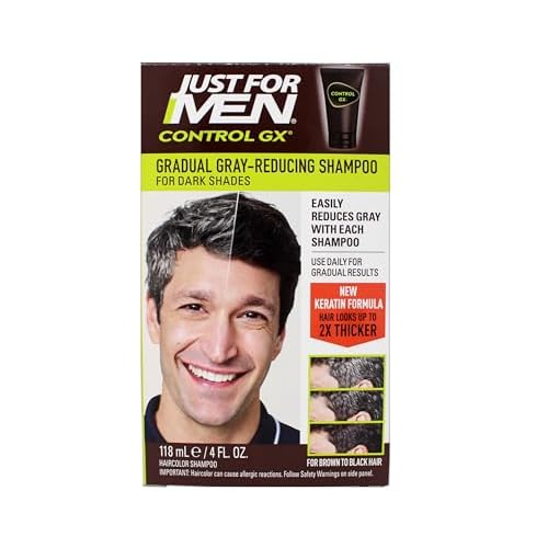 Just for Men Control GX Grey Reducing Shampoo, Gradual Hair Color, 4 fl oz (Packaging May Vary)