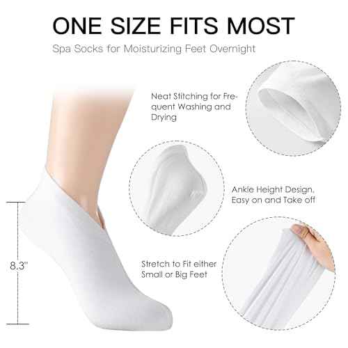 12 Pairs Cotton Moisturizing Gloves and Socks Set (1 Washing Bag Included), Dry Hands Feet Overnight Lotion SPA Treatment, Eczema Skin Friendly, Breathable and Soft Glove Liners for Summer