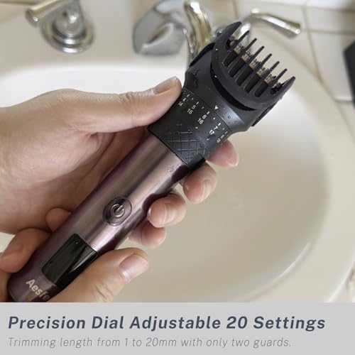 Beard Trimmer for Men, All-in-One Professional Hair Clippers and Foil Shavers Set with Nose Body Hair Trimmers, Precision Dial Adjustable 20 Settings, IPX7 Waterproof Wet and Dry, USB-C Charge Base