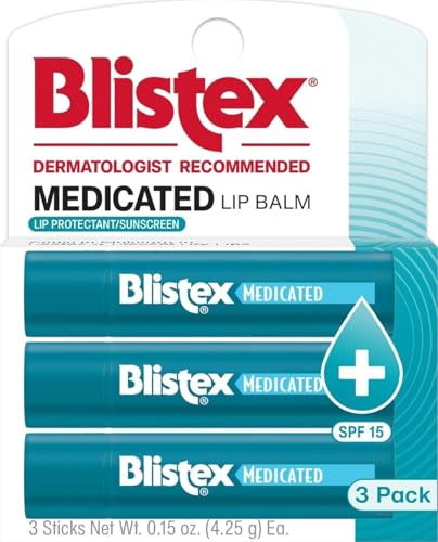 Medicated Lip Balm SPF 15 - 24 Hour Moisture, 0.15 oz, 3 Pack Variation
