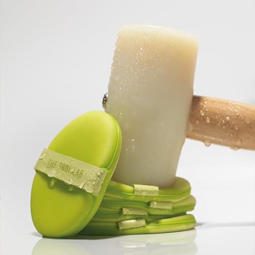 THE TOOL LAB Happyrim Aqua Puff, Liquid Cushion Foundation Puff, Rubycell Foundation Sponge for Moisturizing Coverage, Korean Makeup (2.9 inch, Oval)