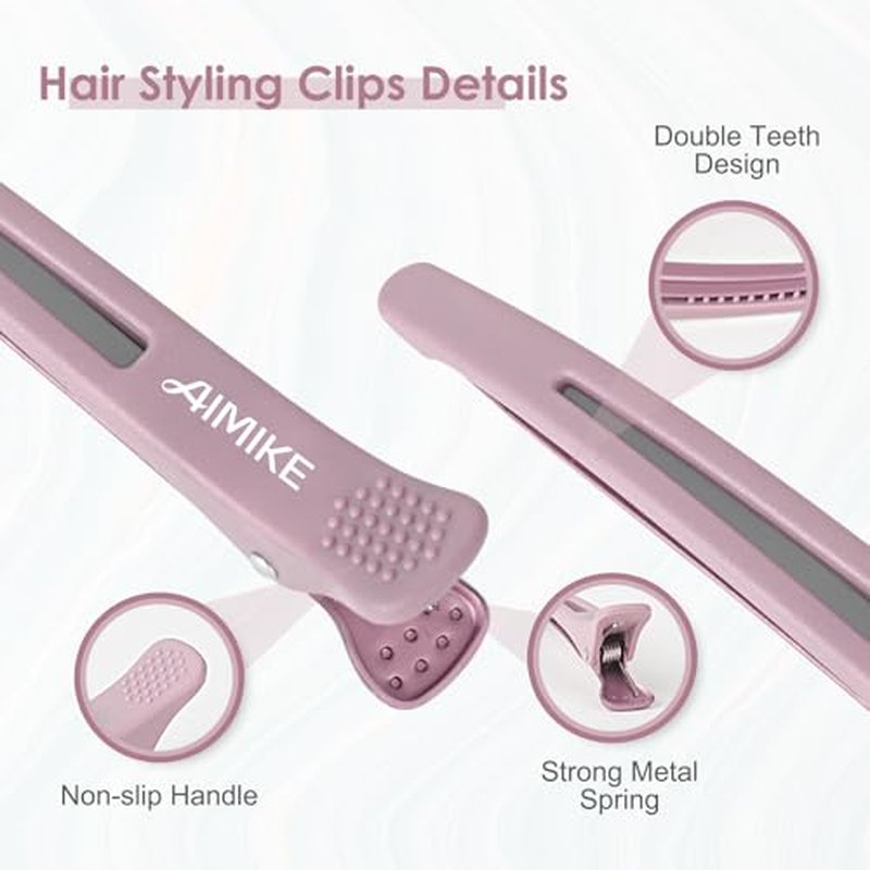 AIMIKE No Crease Hair Sectioning Clips - 6pcs Duck Bill Clips in Morandi Color