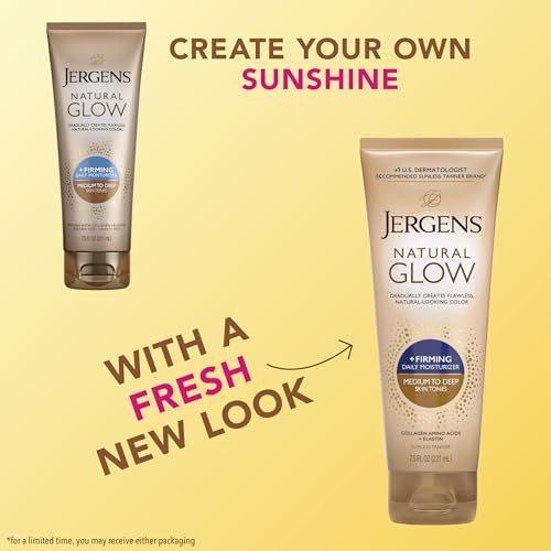 Jergens Natural Gradual Glow Bundle Pack: Daily Moisturizer +Firming 7.5fl oz and SPF20 Face Moisturizer 2fl oz, Medium to Tan