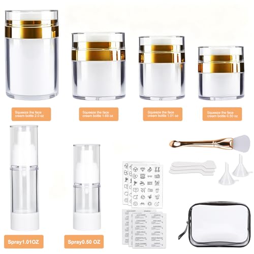 KOUWICH Airless Pump Jars Set - 20 Pack Travel Containers